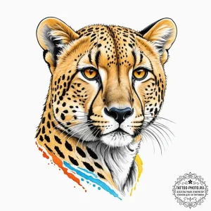 Cheetah, concept art for tattoo, old school t... - эскиз тату (№1752698432_0, 16.07.2025 20:40) — tattoo-photo.ru