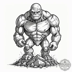 A sketch of a powerful golem made of stone an... - эскиз тату (№1752701042_0, 16.07.2025 21:24) — tattoo-photo.ru