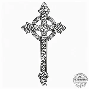 Celtic cross, artistic tattoo sketch, linewor... - эскиз тату (№1752701430_0, 16.07.2025 21:30) — tattoo-photo.ru