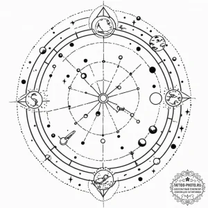 Tattoo design a cosmic dotwork sky with the z... - эскиз тату (№1752701973_0, 16.07.2025 21:39) — tattoo-photo.ru