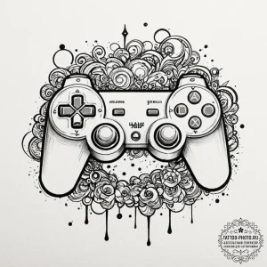 Tattoo sketch a controller's face buttons wit... - эскиз тату (№1752703298_0, 16.07.2025 22:01) — tattoo-photo.ru