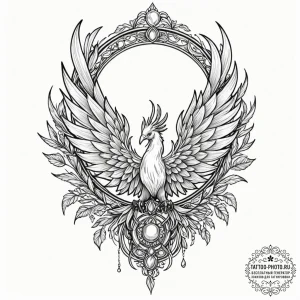 Tattoo design 'respawn' with a subtle phoenix... - эскиз тату (№1752703849_0, 16.07.2025 22:10) — tattoo-photo.ru