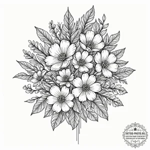 Tattoo sketch a cluster of birth flowers for... - эскиз тату (№1752705024_0, 16.07.2025 22:30) — tattoo-photo.ru