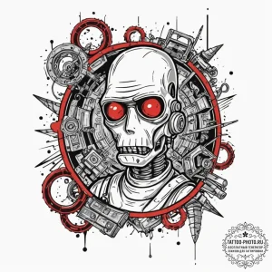 A graphic novel panel of bender from futurama... - эскиз тату (№1752705182_0, 16.07.2025 22:33) — tattoo-photo.ru