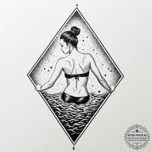 Tattoo design a powerful swimmer's silhouette... - эскиз тату (№1752705732_0, 16.07.2025 22:42) — tattoo-photo.ru