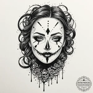 Tattoo sketch: a dark, smoky depiction of the... - эскиз тату (№1752705890_0, 16.07.2025 22:44) — tattoo-photo.ru