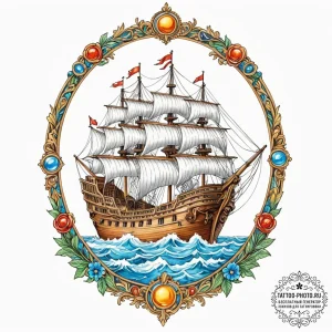 A watercolor tattoo of the going merry ship f... - эскиз тату (№1752706442_0, 16.07.2025 22:54) — tattoo-photo.ru