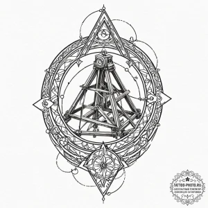 Tattoo sketch a medieval trebuchet or catapul... - эскиз тату (№1752707466_0, 16.07.2025 23:11) — tattoo-photo.ru