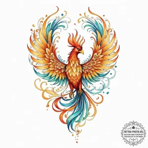 A neo-traditional tattoo of a phoenix (fawkes... - эскиз тату (№1752707547_0, 16.07.2025 23:12) — tattoo-photo.ru