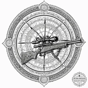 Tattoo sketch a futuristic sniper rifle scope... - эскиз тату (№1752708413_0, 16.07.2025 23:26) — tattoo-photo.ru