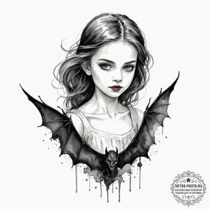 A sketch of claudia, the child vampire, a mix... - эскиз тату (№1752708805_0, 16.07.2025 23:33) — tattoo-photo.ru