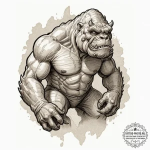 A sketch of a rancor, monstrous and powerful.... - эскиз тату (№1752709195_0, 16.07.2025 23:39) — tattoo-photo.ru