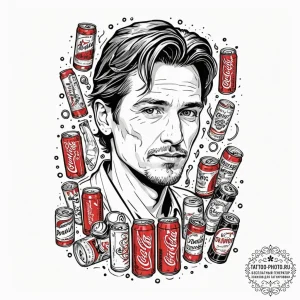 A trash polka composition of rust cohle, with... - эскиз тату (№1752709352_0, 16.07.2025 23:42) — tattoo-photo.ru
