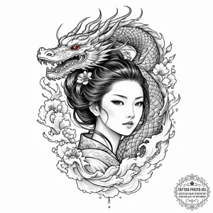 A neo-traditional portrait of chihiro/sen, lo... - эскиз тату (№1752710133_0, 16.07.2025 23:55) — tattoo-photo.ru