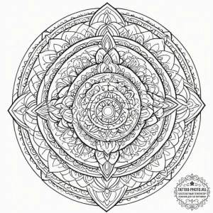 Tattoo design a circular pattern of abstract... - эскиз тату (№1752710211_0, 16.07.2025 23:56) — tattoo-photo.ru