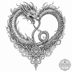 Tattoo sketch a dragon coiled around a signif... - эскиз тату (№1752710369_0, 16.07.2025 23:59) — tattoo-photo.ru
