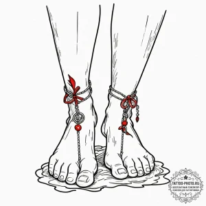 Tattoo sketch a foot with delicate ankle chai... - эскиз тату (№1752710602_0, 17.07.2025 00:03) — tattoo-photo.ru