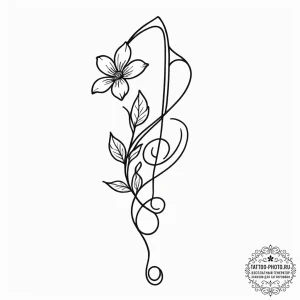 Tattoo sketch a flower whose stem is a musica... - эскиз тату (№1752711303_0, 17.07.2025 00:15) — tattoo-photo.ru