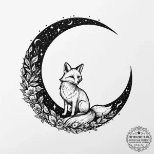 Tattoo design a crescent moon with a shadowy... - эскиз тату (№1752711380_0, 17.07.2025 00:16) — tattoo-photo.ru