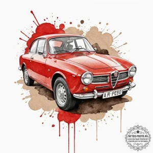 A linework design of the red alfa romeo from... - эскиз тату (№1752711458_0, 17.07.2025 00:17) — tattoo-photo.ru