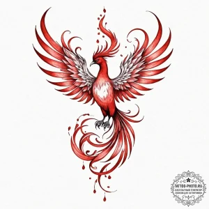 Tattoo design a watercolor phoenix, ethereal... - эскиз тату (№1752711535_0, 17.07.2025 00:18) — tattoo-photo.ru