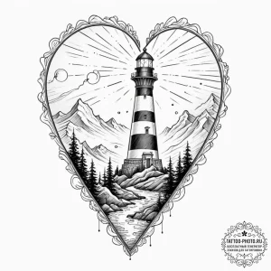 Tattoo design a lighthouse whose light beam f... - эскиз тату (№1752712395_0, 17.07.2025 00:33) — tattoo-photo.ru