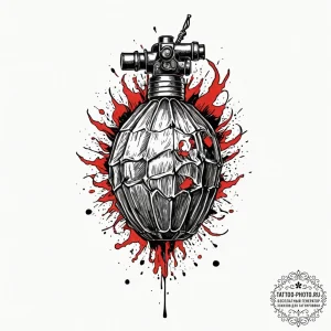 Tattoo sketch a stylized grenade or explosive... - эскиз тату (№1752714706_0, 17.07.2025 01:11) — tattoo-photo.ru