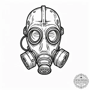 Gas mask, concept art for tattoo, minimalist... - эскиз тату (№1752715265_0, 17.07.2025 01:21) — tattoo-photo.ru