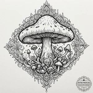 Mushroom cloud, tattoo line art, on a clean w... - эскиз тату (№1752715504_0, 17.07.2025 01:25) — tattoo-photo.ru
