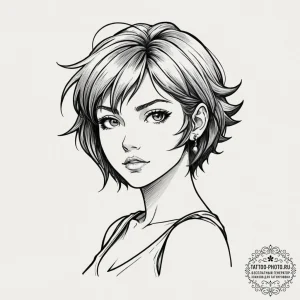 A neo-traditional portrait of faye valentine... - эскиз тату (№1752716018_0, 17.07.2025 01:33) — tattoo-photo.ru