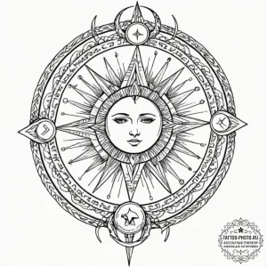 Tattoo design a zodiac symbol integrated into... - эскиз тату (№1752716096_0, 17.07.2025 01:34) — tattoo-photo.ru