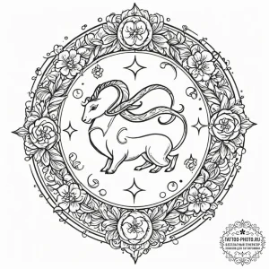 Tattoo design a minimalist outline of a zodia... - эскиз тату (№1752716174_0, 17.07.2025 01:36) — tattoo-photo.ru