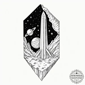 136. (2001: a space odyssey) a minimalist lin... - эскиз тату (№1752716643_0, 17.07.2025 01:44) — tattoo-photo.ru