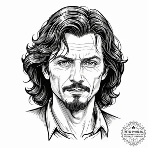 A graphic novel style portrait of sirius blac... - эскиз тату (№1752716800_0, 17.07.2025 01:46) — tattoo-photo.ru
