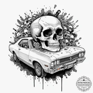 A neo-traditional tattoo of the skull on stun... - эскиз тату (№1752717504_0, 17.07.2025 01:58) — tattoo-photo.ru