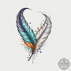 Tattoo sketch a small, elegant feather on the... - эскиз тату (№1752717582_0, 17.07.2025 01:59) — tattoo-photo.ru