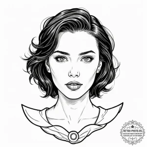 A graphic novel style portrait of the alien f... - эскиз тату (№1752717816_0, 17.07.2025 02:03) — tattoo-photo.ru