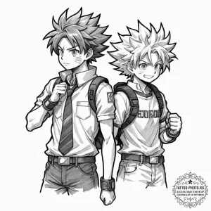 A watercolor sketch of the main characters fr... - эскиз тату (№1752718517_0, 17.07.2025 02:15) — tattoo-photo.ru