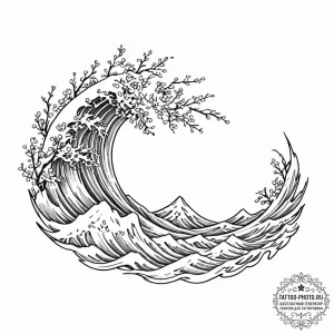 Tattoo design a flowing river carving its way... - эскиз тату (№1752719304_0, 17.07.2025 02:28) — tattoo-photo.ru