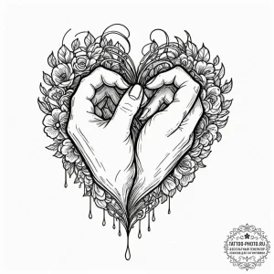 Tattoo design a hand drawing a heart on a mis... - эскиз тату (№1752720264_0, 17.07.2025 02:44) — tattoo-photo.ru