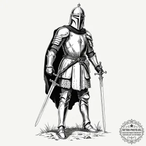 A sketch of the black knight from monty pytho... - эскиз тату (№1752721299_0, 17.07.2025 03:01) — tattoo-photo.ru