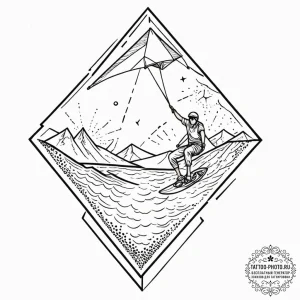 A shot of a kite surfing competition., tattoo... - эскиз тату (№1752721380_0, 17.07.2025 03:03) — tattoo-photo.ru