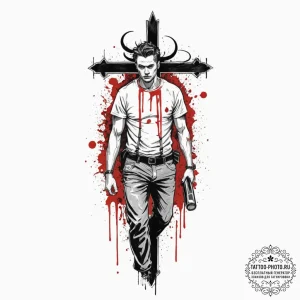 A trash polka composition of the butcher of b... - эскиз тату (№1752722423_0, 17.07.2025 03:20) — tattoo-photo.ru