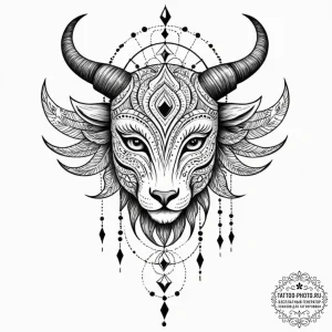 Tattoo design a blackwork tattoo of the zodia... - эскиз тату (№1752722980_0, 17.07.2025 03:29) — tattoo-photo.ru