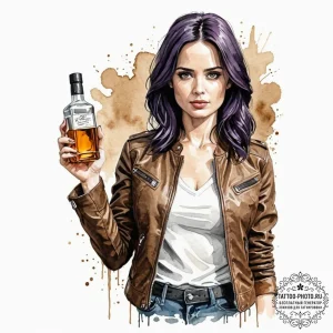 A graphic novel portrait of jessica jones, wi... - эскиз тату (№1752723060_0, 17.07.2025 03:31) — tattoo-photo.ru
