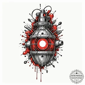 Tattoo sketch a futuristic grenade with glowi... - эскиз тату (№1752723380_0, 17.07.2025 03:36) — tattoo-photo.ru