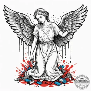 A linework tattoo of a weeping angel from doc... - эскиз тату (№1752723860_0, 17.07.2025 03:44) — tattoo-photo.ru