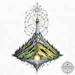 A watercolor tattoo of the lighting of the be... - эскиз тату (№1752724100_0, 17.07.2025 03:48) — tattoo-photo.ru