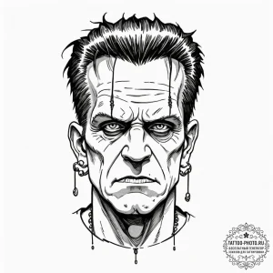 A neo-traditional tattoo portrait of frankens... - эскиз тату (№1752724658_0, 17.07.2025 03:57) — tattoo-photo.ru
