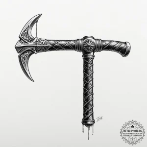 Tomahawk, concept art for tattoo, black and r... - эскиз тату (№1752725130_0, 17.07.2025 04:05) — tattoo-photo.ru